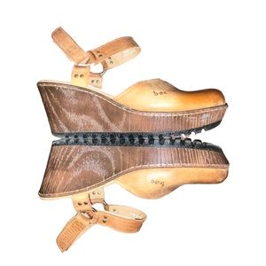 b.o.c. Rina Wooden Leather Sling-back Mary Jane Brown Clog, Size 10